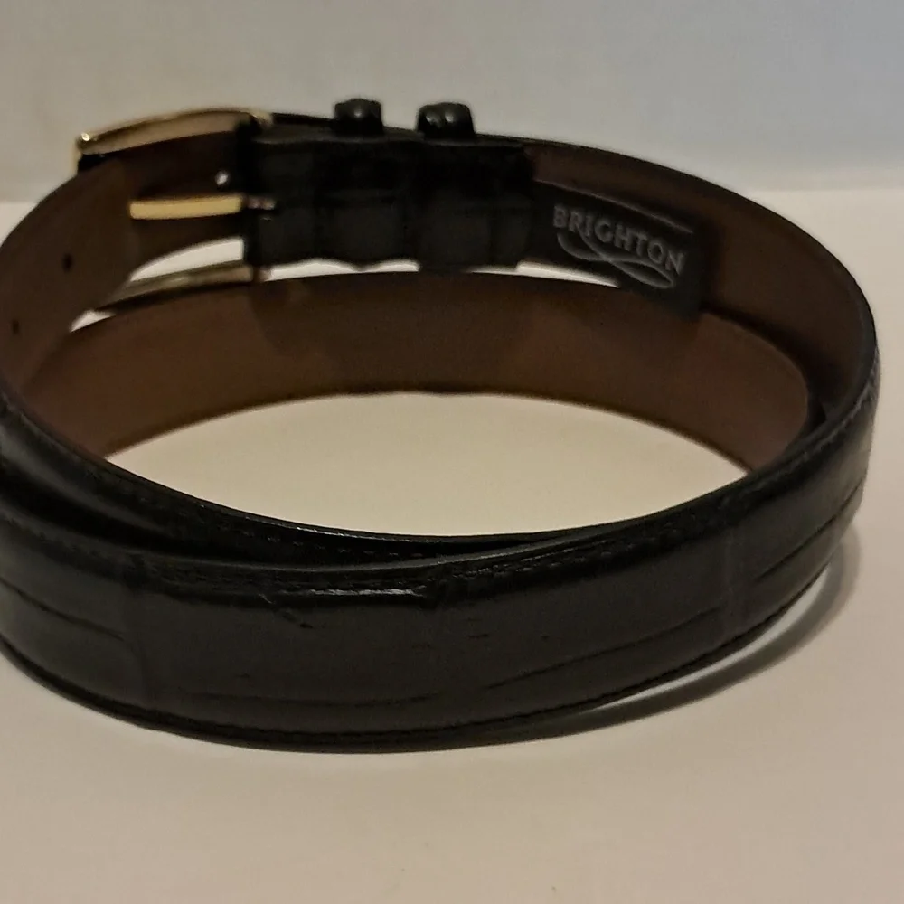 Brighton Men Black Belt Leather Alligator Embossed 32103 Size 34 Preowned